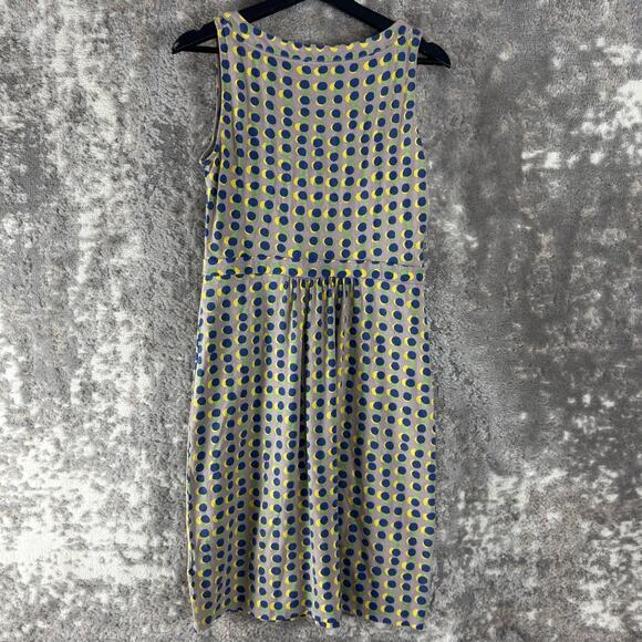 Boden Size 8 Polka Dot V Neck Knee Length Dress Colorful Sleeveless Casual - Picture 3 of 9